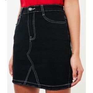 Missguided S/O Black Contrast Stitch Denim Skirt